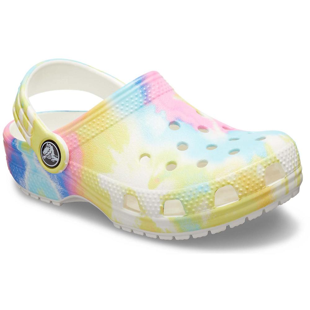 White / Multi Girls' Crocs Toddler Classic Tie-Dye Graphic Clogs | NZ 1499JPQJ